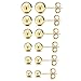 MOWOM Gold 3~8mm 12PCS Stainless Steel Stud Earring Bead Ball Round Set ( 6 Pairs )