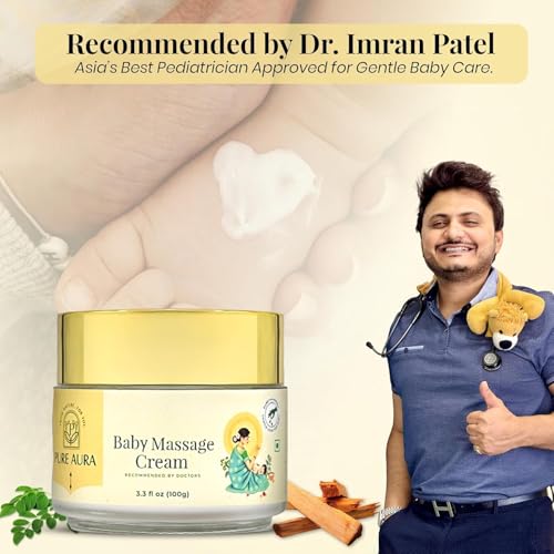 Image of Pure Aura Baby Massage Cream 100g - Doctor Recommended Ayurvedic Baby Cream with Natural Herbs | Chemical-Free Nourishing & Soothing Care for Newborns & Kids