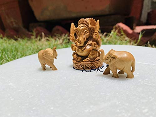 Image of RDK Rose Quartz Ganesha Idol Handpainted Divine Finish Natural Pink Rose Quartz Crystal 150-200g Home Mandir & Spiritual Decor Vastu Crystal Ganpati Murti for Gift