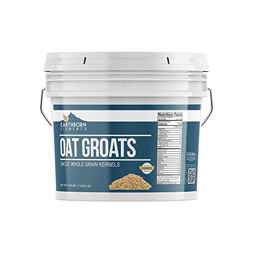 Oat Groats, 1 Gallon Bucket (7 LBS) by Earthborn Elements, High Quality & Uncut, Whole & Hulless Oat Kernels, Unprocessed & Untreated, High-in-Fiber, Resealable Bucket