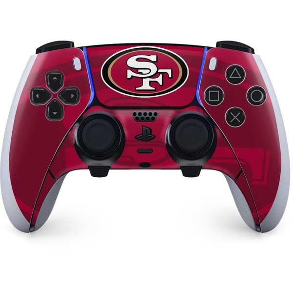 Skinit Calcomanía para juegos compatible con el controlador PS5 DualSense Edge Pro, con licencia oficial de la NFL San Francisco 49ers Double Vision