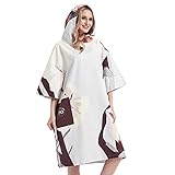 Nu-June Beach Surf Poncho Changing Towel Robe with Hood Pocket Quick Dry Surfing Swimming Diving Adult Women Easy Chang in Public One Size Fix All Blue Raccon NUBCN-D003