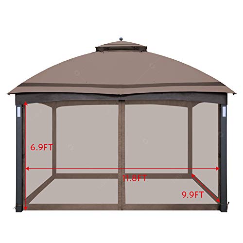 Easylee Universal 10 X 12 Gazebo Replacement Mosquito Netting, 4-Panel Netting Walls For Patio With Zippers (Brown) #TOP2