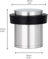 Vista 3 de Topes de puerta EVI Tope de puerta de acero inoxidable - Cierre de tornillo - Protector de goma negro - Tope de puerta de 0.79 x 0.99 pulgadas