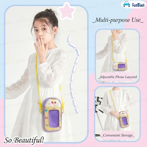 Image of FunBlast Pencil Pouch for Kids, Girls - Large Capacity Multipurpose Stationery Zipper Pouch with Hanging Strap for Kids & Adults, Kawaii Aesthetic Pencil Case Organizer for Girls (Purple)