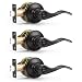 Probrico Oil Rubbed Bronze Privacy Door Handle Levers Lock Set Keyless Door Leversets (Bed and Bath) 3 Pack