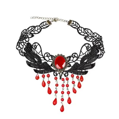 Guoguonb 1 Stücke Gotik Punk Rock Lederhalsband Halskette Damen Leder Choker Gothic Spitze Halskette Verschluss Kette für Halloween Ostern Lolita...