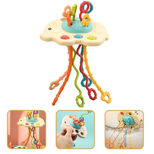 Image of Kidology Pull String Toy for Babies 6+ Months Teething Strings Sensory Montessori Toys Baby Girl,Travel Toy for 6+Months Boy Food Grade Silicone Fine Motor Skills Toy for Toddlers, Multicolor
