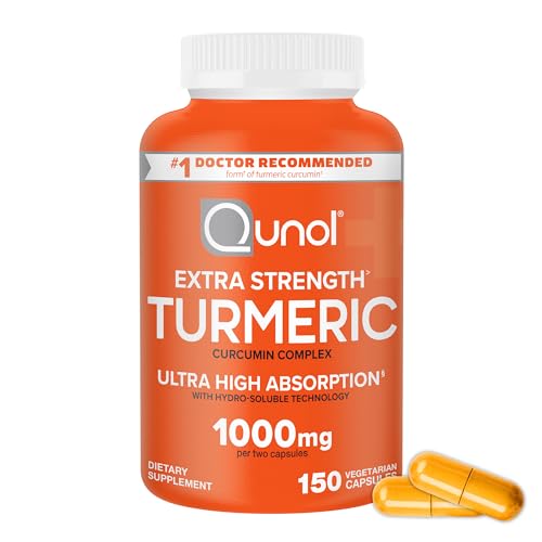 Qunol Turmeric Curcumin Supplement 1000mg with Ultra High Absorption for Joint Support Extra Strength Capsules 150 Count