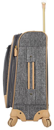 Nicole Miller New York Luggage Collection - Designer Lightweight Softside Expandable Suitcase- 20 Inch Carry On Bag with 4-Rolling Spinner Wheels (Paige Silver)2