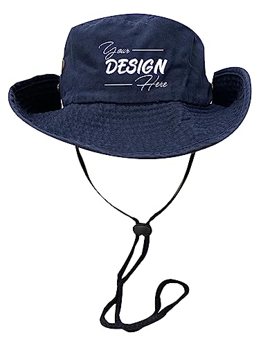 INK STITCH Unisex 1510 Custom Personalized Add Your Logo Texts Embroidery Safari Summer Bucket Hats (as1, Alpha, s, m, Navy)