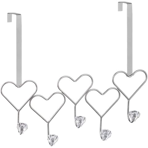 5 Over Door Hooks Hanger, Door Hooks Without Drilling, Door Hanger for Hanging Coats, Towels, Hats, Clothes, for Bedroom, Bathroom, Living Room, Kitchen Door Cover
