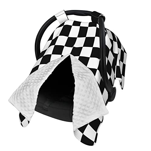 Black White Checkered Nursing Car Seat Cover
