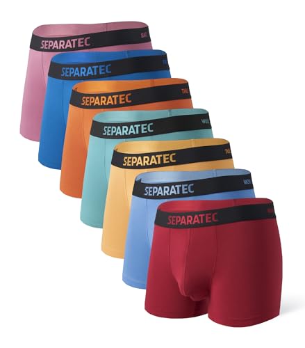 Separatec Dual Pouch Mens Underwear Breathable Cooling Rayon Made from Bamboo Underwear Men, Boxer Briefs and Trunks 7 Pack