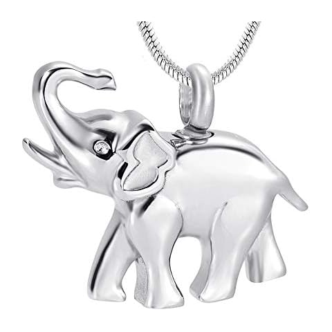 Minicremation Cremation Jewellery Necklace for Ashes, Elephant Shape Memorial Pendant Made with Stainless Steel, Keepsake Locket Necklace for Pet for Women (Silver) Cover