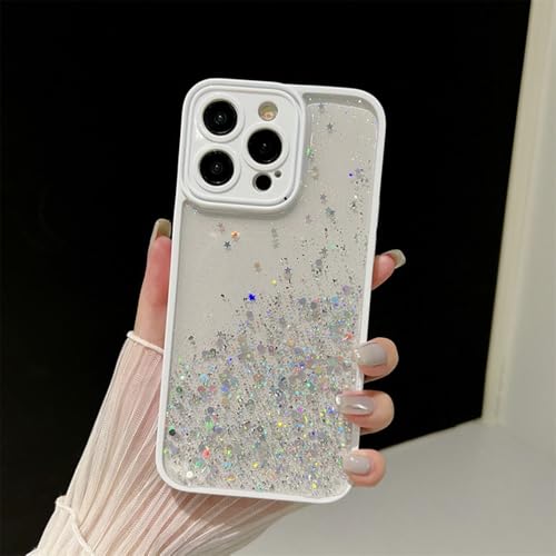Coque paillettes dégradées iPhone 14 silicone transparent antichoc blanc