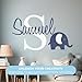 Personalized Name Elephant Animal Series - Baby Boy - Wall Decal Nursery for Home Bedroom Children (Wide 22