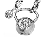 IZZY RELIC Collar Kettlebell con Rinoceronte – Acero Inoxidable Premium – Joyería Masculina Fitness y Estilo Urbano – Cadena de Acero Incluida (PLATEADO, L)