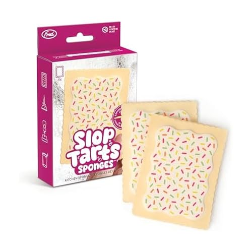 Image of Genuine Fred SLOP TARTS, Set of 4, Compressed Kitchen Sponges, Expands When Wet, Clever and Quirky Kitchen Accessory