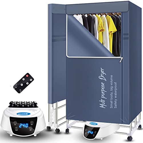 Secadora eléctrica de ropa de 2300 W, portátil de 2/3 niveles con control remoto, secadora plegable de gran capacidad, temporizador digital para un secado eficiente