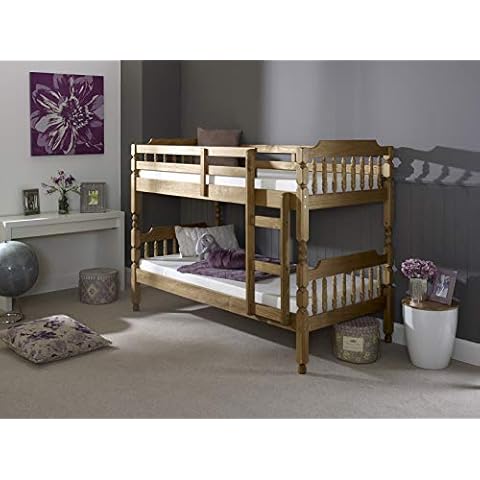 MissionTM 2'6 Small Single Colonial Spindle Bunk Bed in Waxed Pine (Memory 5000 Mattress) Cover
