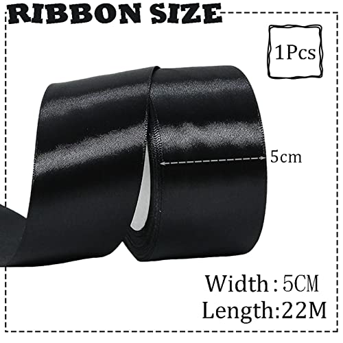 50mm Wide Black Ribbon Thick Halloween Ribbon for Gift Wrapping 22m - Image 2