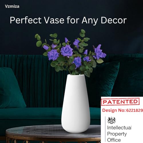 Vzmiza Premium Ceramic Vase for Pampas Grass, White, 18.2x9.3x7.2 cm - Image 2