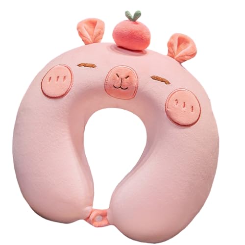 GKYQVE Almohada para el cuello de espuma viscoelástica, cojín suave con diseño de dibujos animados, ideal para viajes
