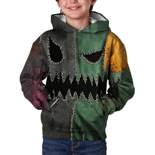Generisch Sudadera para niños con estampado divertido y bolsillos, bonita sudadera ligera con protección contra el cuello, sudadera con capucha cómoda y suave, ligera y elegante, chaqueta para