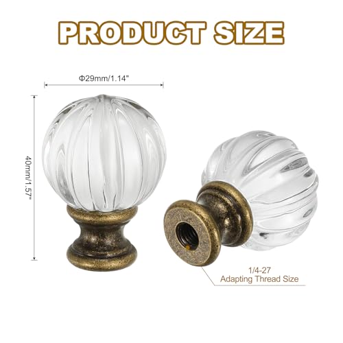 Image of PATIKIL 1 /4-27 Lamp Finial Cap for Lampshade Harp Top, Cap Nut Screw Cap Knob Clear Pumpkin Ball Shaped Crystal Lamp Shade Decoration for Table Floor Lamp, Bronze Tone