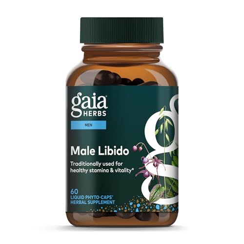 Gaia Herbs Male Libido - Herbal Supplement with Saw Palmetto, Horny Goat Weed & Oats - Traditional Herbs to Support Vitality & Energy Levels for Men* - 60 Vegan Liquid Phyto-Capsules (60 Servings)