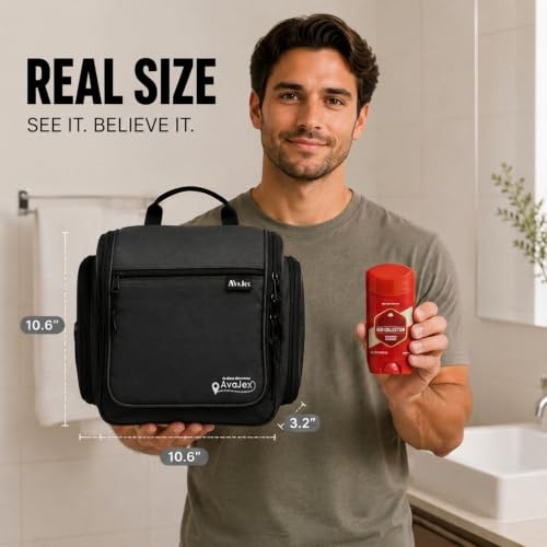 Travel Toiletry Bag for Men and Women - (10.6”x10.6”x3.2”) Large Hanging Toiletry Organizer - Waterproof Hygiene Bag with Metal XXL Swivel Hook, with Sturdy Zippers and 19 Compartments for Toiletries — view 5