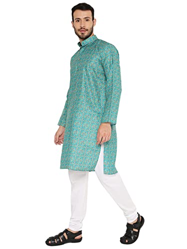 Image of Maharaja Traditional Printed Linen Kurta Pyjama Set for Men