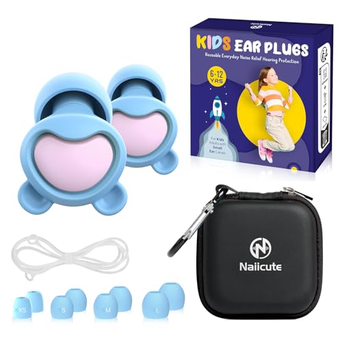 Ohrstöpsel Kinder (6-12 Jahre) - Wiederverwendbarer Gehörschutz Kinder, Ohrenstöpsel lärmschutz mit Schnur für Konzert, Konzentration, Angst, Schule, Zuhause, Reisen, Schlaf, Fliegen, Feuerwerk, 26dB