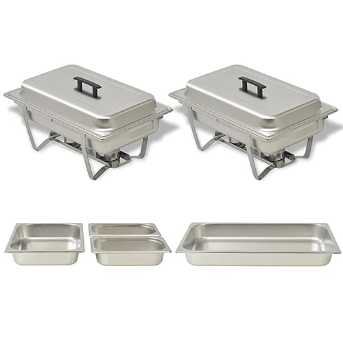vidaXL Chafing Dish Set Geschirr-/Speisenwärmer Speisenbehälter 2-tlg. Edelstahl