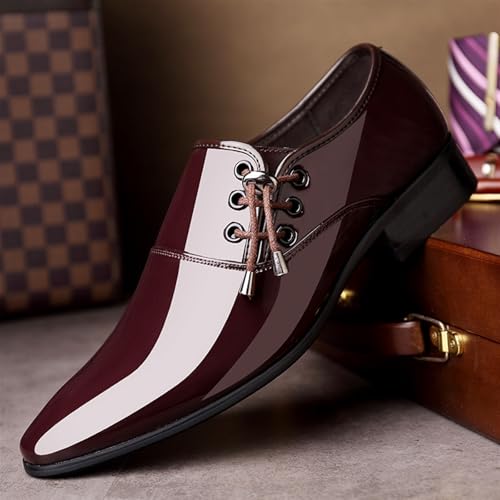 Oxford Shoes for Men Men's Classic Pointed Toe Dress Shoes Slip-On Patent Leather Oxford Wedding Shoes for Formal Events2