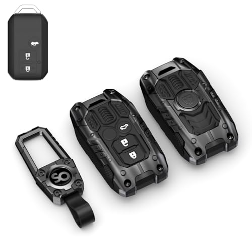 Image of Luxury Metal Waterproof Silicone Car Key Cover with Keychain |Transformer Style 2 /3-Button Smart Key | Compatible with Suzuki Grand Vitara, Fronx, Jimny, Ertiga, XL6, Baleno&Brezza Black