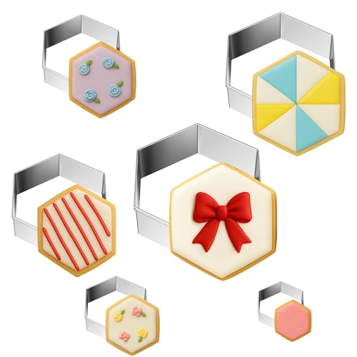 FUSOTO 6PCS Hexagon Cookie Cutter Set, Large Geometric Stainless Steel Baking Supplies for Homemade Cookies, Hexagon Plaque Cookie Cutters Shapes Biscuit Molds, 6 Sizes (1.5, 2, 2.5, 3, 3.5, 4 Inch) FUSOTO 6PCS Hexagon Cookie Cutter Set, Large Geometric Stainless Steel Baking Supplies for Homemade Cookies, Hexagon Plaque Cookie Cutters Shapes Biscuit Molds, 6 Sizes (1.5, 2, 2.5, 3, 3.5, 4 Inch)