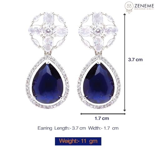 Rhodium-Plated Teardrop & Floral Drop Earrings