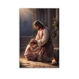 WOCGHWPOT Wasserfestes Poster mit Jesus Christus, Wanddekoration, Wohnzimmer, Badezimmer, Küche, multifunktional, moderner Druck, leicht zu reinigen, dekorative Geschenke, 20 x 30 cm, ungerahmter Stil