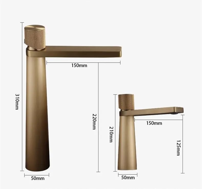 Antique Bronze Tall Basin Faucet - Single-Handle Hot/Cold Bathroom Sink Tap, Deck-Mounted Brass Mixer with Overflow(B)