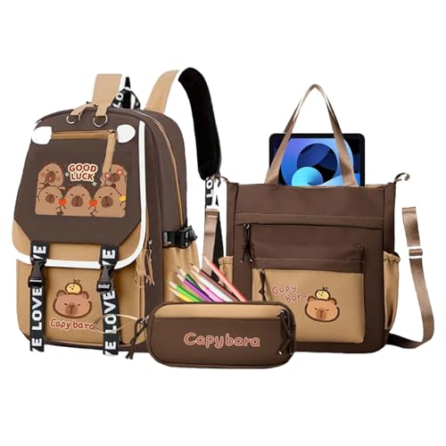 Cartable scolaire Capybara avec trousse pour le collège et les loisirs