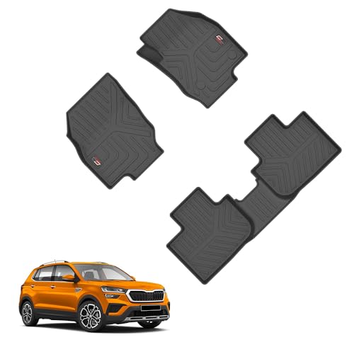 Image of GFX TPV Premium 3D Life Long Car Floor Mats Compatible With Taigun /Kushaq (2021) Onwards And Slavia /Virtus (2022) Onwards Automatic & Manual,Black