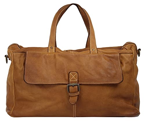 Cluty Reisetasche Echt Leder Herren Made in Italy, Smartphonefach, Handgepäck Tasche, Sporttasche aus italienischem Leder, Umhängetasche mit Reißverschluss 021141