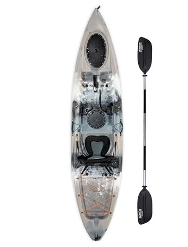 Brooklyn 11.0 Single Sit-On-Top Kayak with Paddle & Padded Seat by BKC &ndash; Stable Fishing...