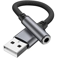 Meliya Adaptador de Audio USB a Jack 3,5mm, Tarjeta de Sonido
