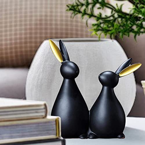 SRJANA-Ceramic-Rabbit-Figurines-for-Home-Decoration-Pack-of-2-Black