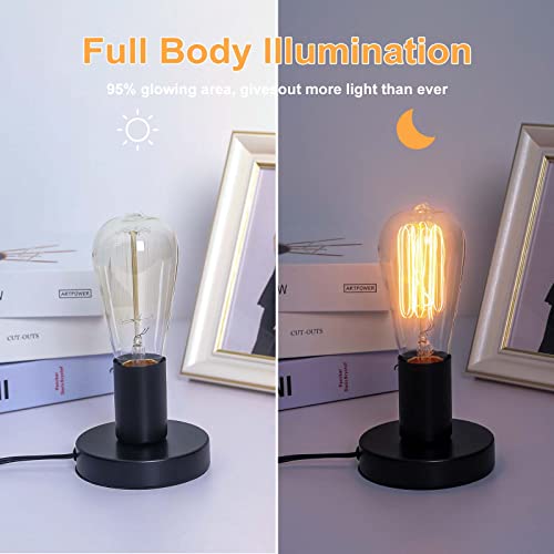 Adiyz Industrial Table Lamp Base,Small Polished Metal Desktop Light Sockets Base Only,Vintage E26/E27 Edison Screw Light Bulb Holder Base 5.57Ft Cord On/Off Switch With Us Plug(Black Color) #TOP4