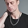 Aucuu Men Cuban Chain, 8mm Cuban Necklace Sliver Byzantine Link Chain Necklace Bracelet, 50cm Titanium Steel Chunky Curb Chain for Men Women, Classic Men's Necklaces (Gift Box) #5