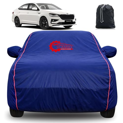 Image of 100% Waterproof Car Cover for Skoda Slavia 2022-2026 | All-Weather, Dustproof & UV Protection | Heavy-Duty 3-Layer Fabric | Custom Fit with Mirror & Antenna Pocket | Navy Blue